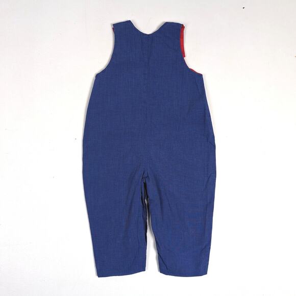 Beaux et Belles Romper Boys Sz 2 Blue Applique Hippo Boutique Preppy Retro - Picture 3 of 4